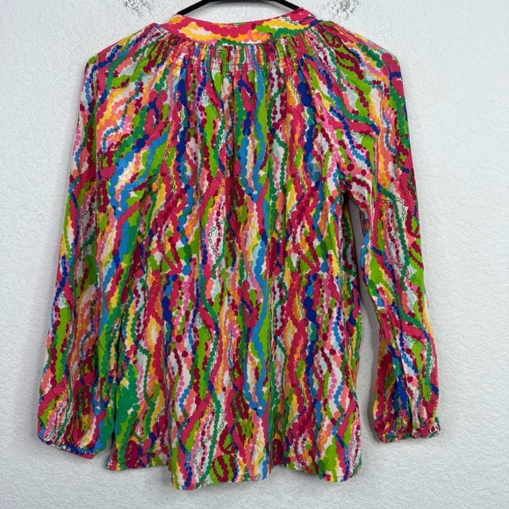 Lilly Pulitzer Shirt Women XXS Silk Geometric Long Sleeve Artsy Preppy Career - Picture 2 of 6